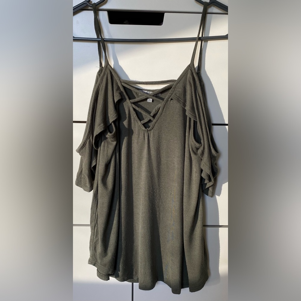 Charlotte Russe Olive Crisscross Top
